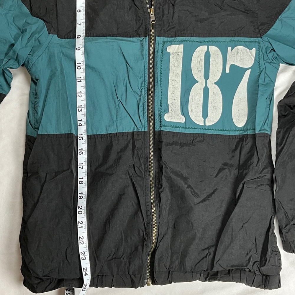 FTP 187 Streetwear Windbreaker Jacket Black Teal Zip Small Rare - Picture 16 of 16